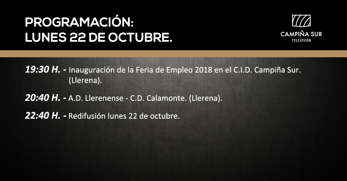 22 octubre programación Campiña Sur TV 22 de octubre