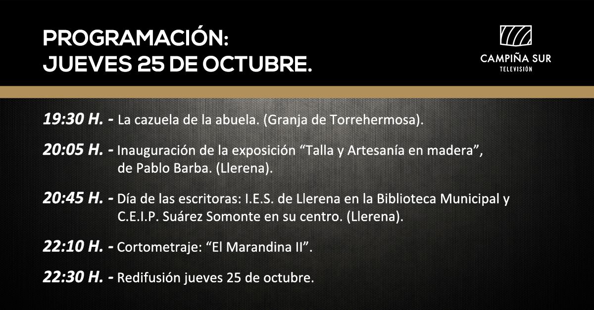 25 octubre programación Campiña Sur TV