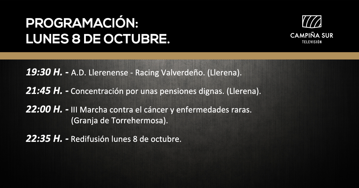 Programación Campiña Sur TV 8 de octubre