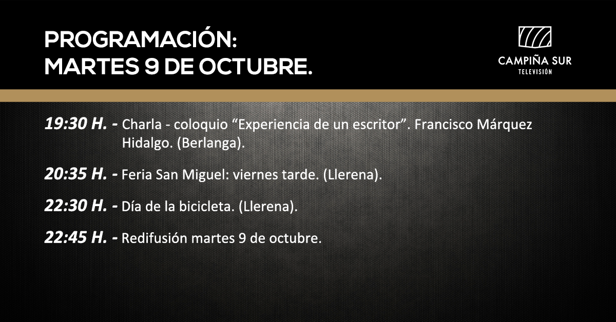9 octubre programación campiña sur TV