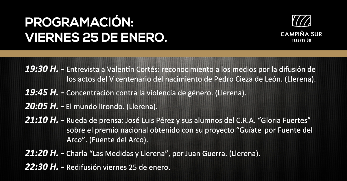 programación campiña sur Tv 25 enero