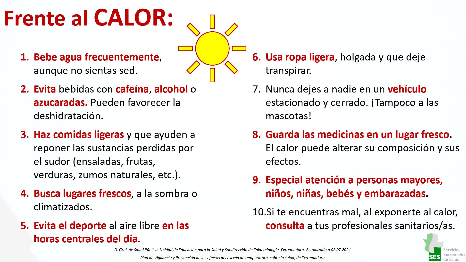 Recomendaciones ante el calor